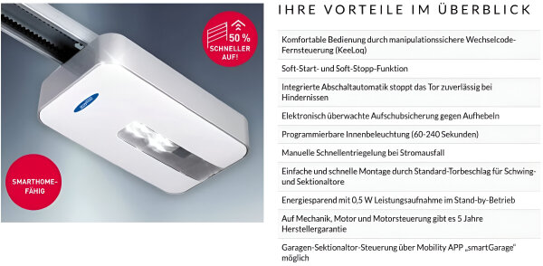 Novoferm Sektionaltor ISO 45 Aktion, Groß-Lamelle (L), Satin, ab 5m, komplett mit Torantrieb